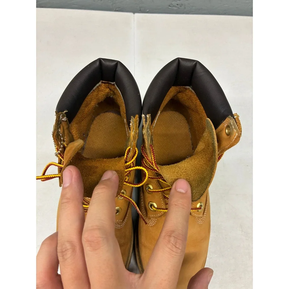 Timberland 6 Inch Premium Waterproof Boots Youth 3.5 Wheat Nubuck Leather